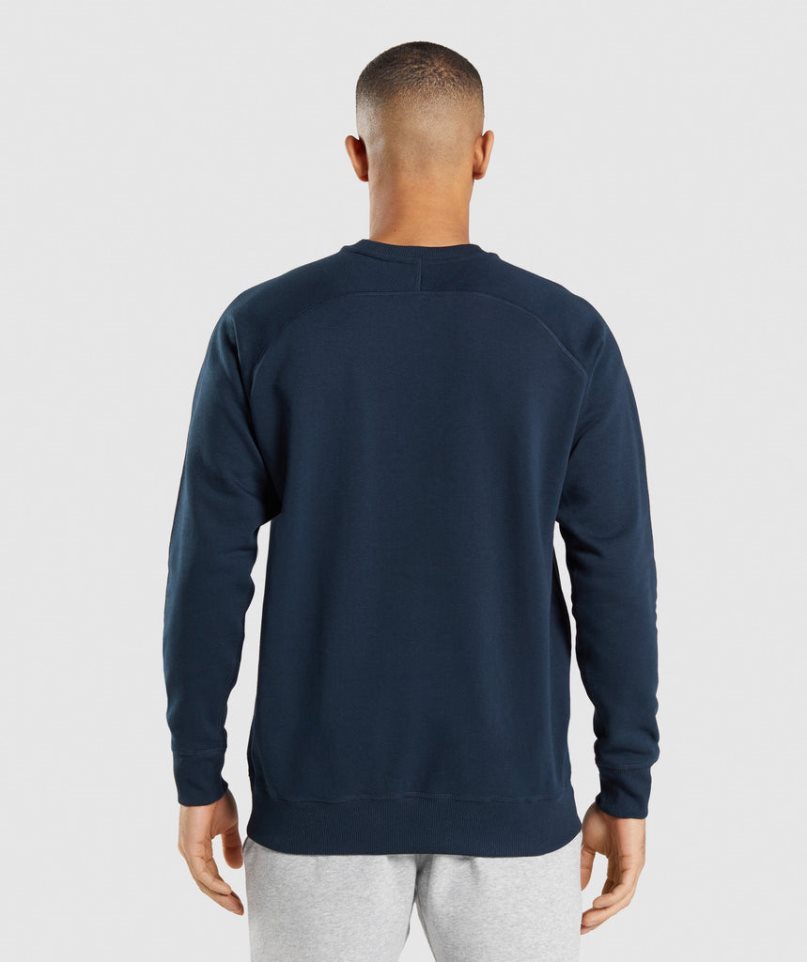 Men's Gymshark Apollo Crew Sweatshirts Navy | CA 7D3851